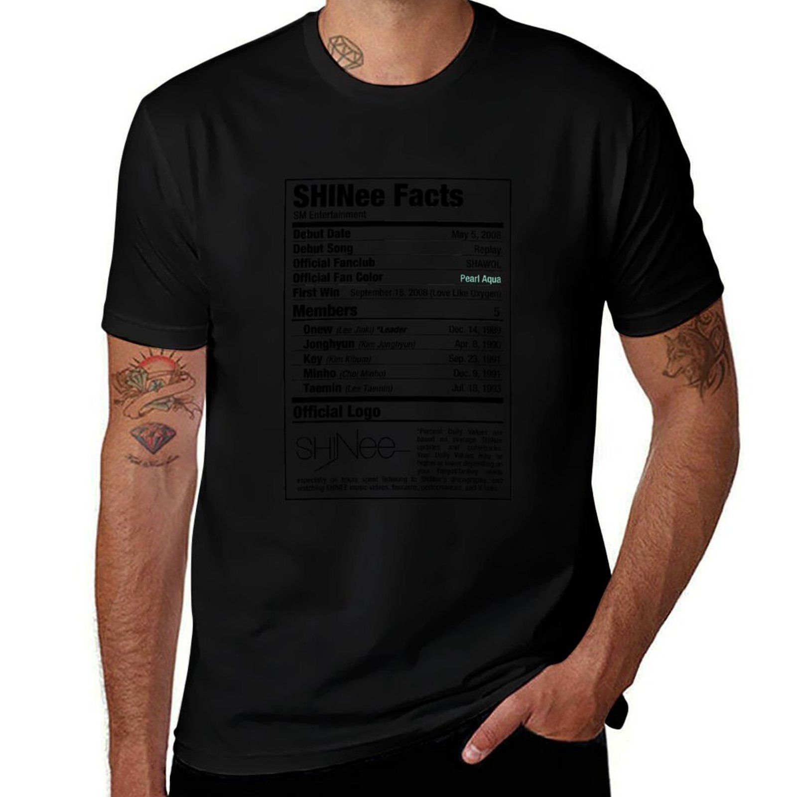 Nutrition Fitness Training - SHINee Kpop Nutritional Facts T-Shirt Fitness-Training
