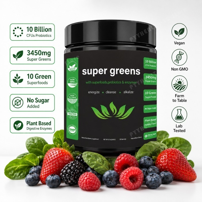 Digestive Enzyme Blend - Super Grünes Pulver mit Obst- und