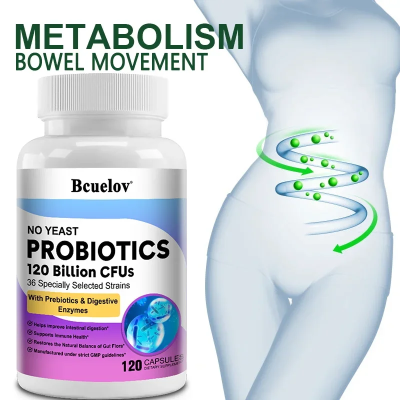 Digestive Enzyme Blend - Verdauungsgesundheit Probiotika 120-Millionen-CFU-Pribiotika und Verdauungsenzyme Probiotisches