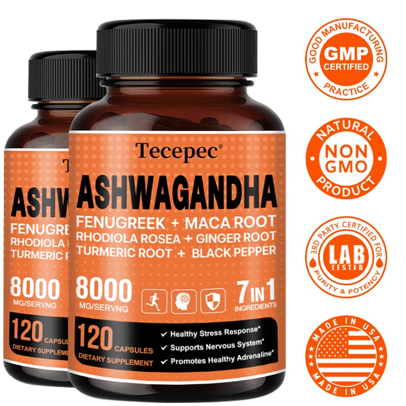 Ashwagandha Extract Root - Ashwagandha 8000mg 7-in-1 Komplex - Stressabbau,