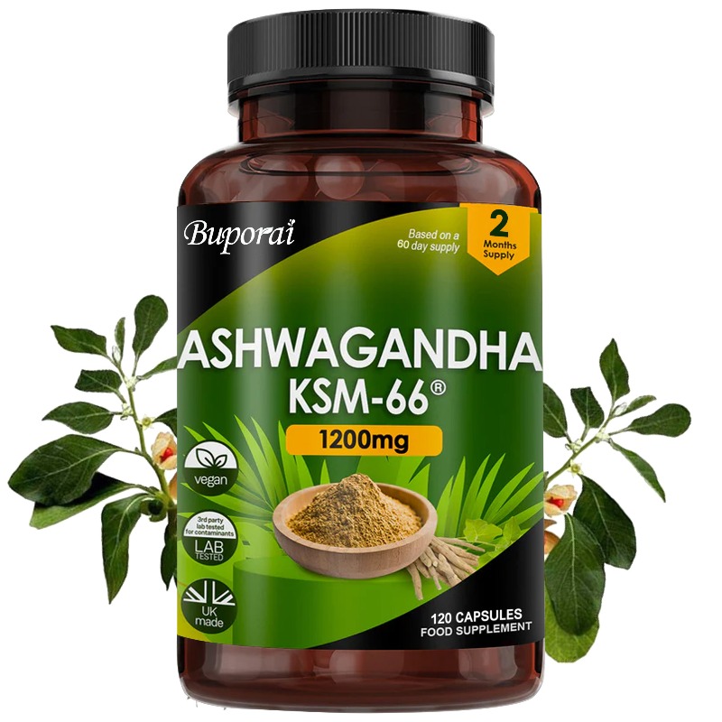 Ashwagandha Extract Root - Organischer KSM-66 Ashwagandha-Wurzelextrakt zur Stressabbau –