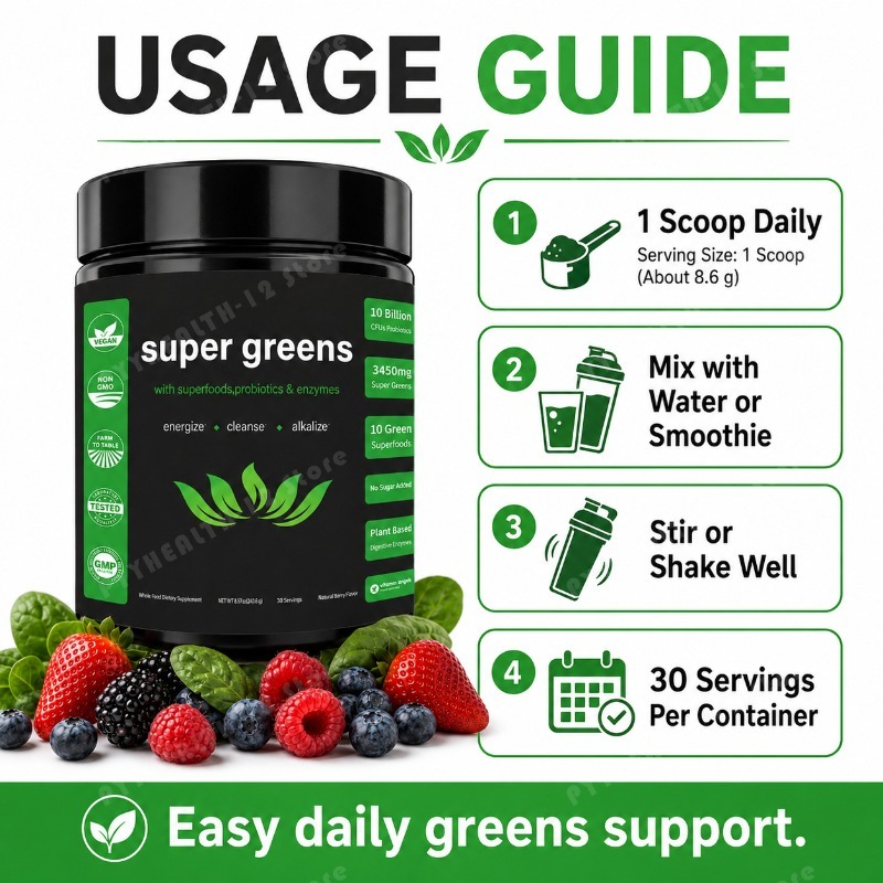 Super Grünes Pulver mit Obst-  – Digestive Enzyme Blend Bewertung und Preis