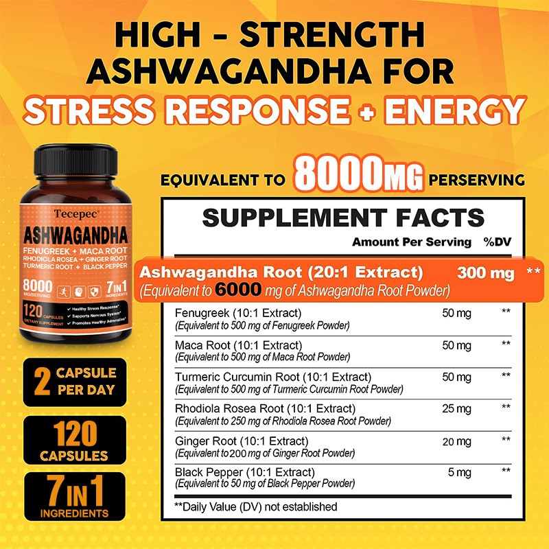 Ashwagandha 8000mg 7-in-1 Komp – Ashwagandha Extract Root Bewertung und Preis